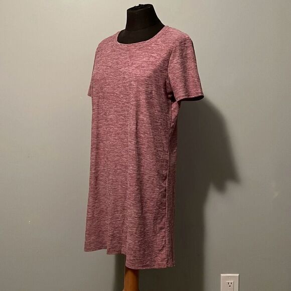 Kyodan Women's Pink Heathered Knee Length Short Sleeve Casual Dress - Picture 3 of 7